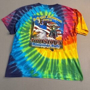 Sundog Johnstown Motorcycle Rally 2011 Tie Dye T-Shirt Mens XL Rainbow Eagle